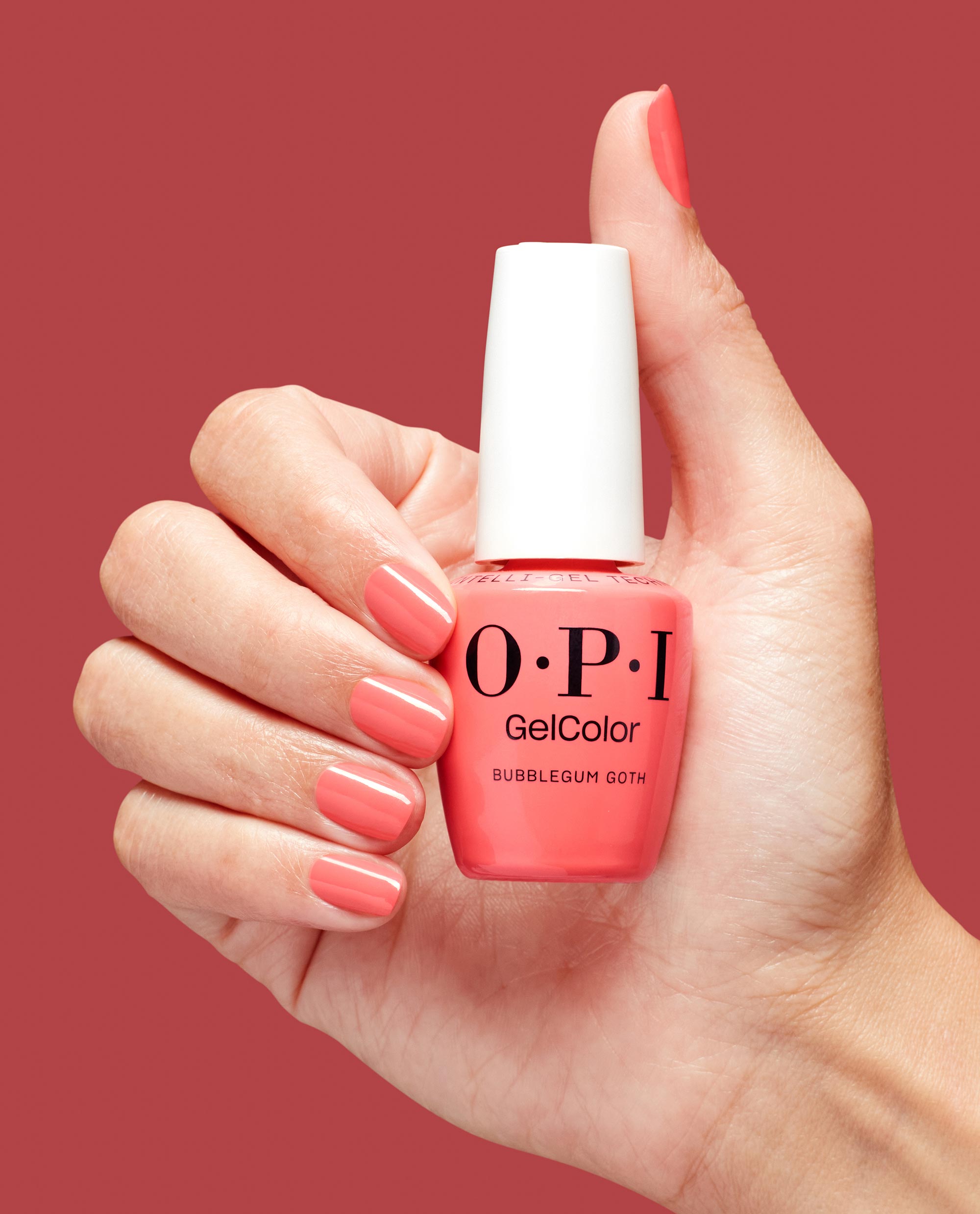 Bubblegum Goth Gel Nail Polish Hand and Bottle